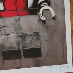 Signature on Deadpool artwork by Emma Wildfang